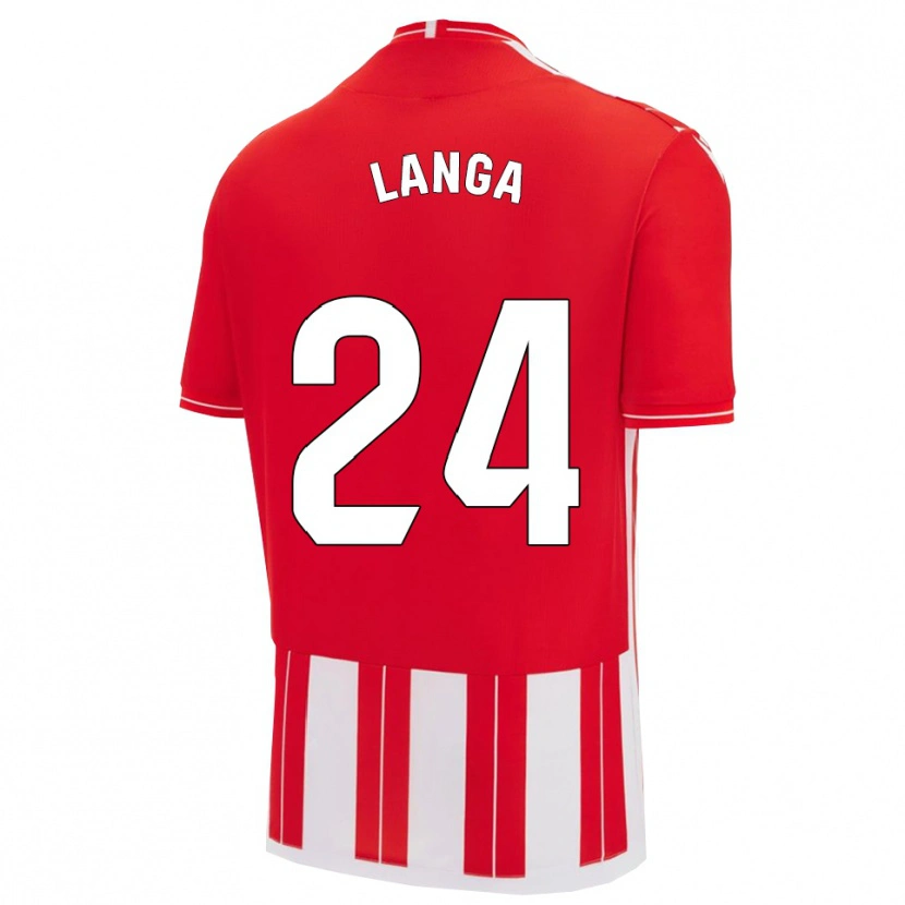 Danxen Niño Camiseta Bruno Langa #24 Rojo Blanco 1ª Equipación 2025/26 La Camisa