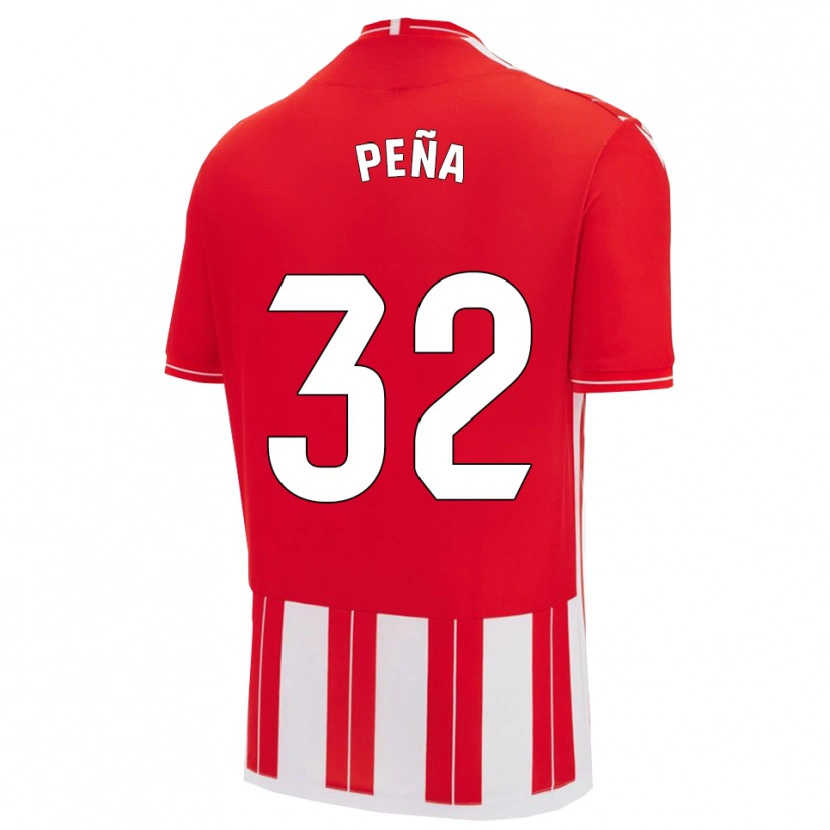Danxen Niño Camiseta Marcos Peña #32 Rojo Blanco 1ª Equipación 2025/26 La Camisa