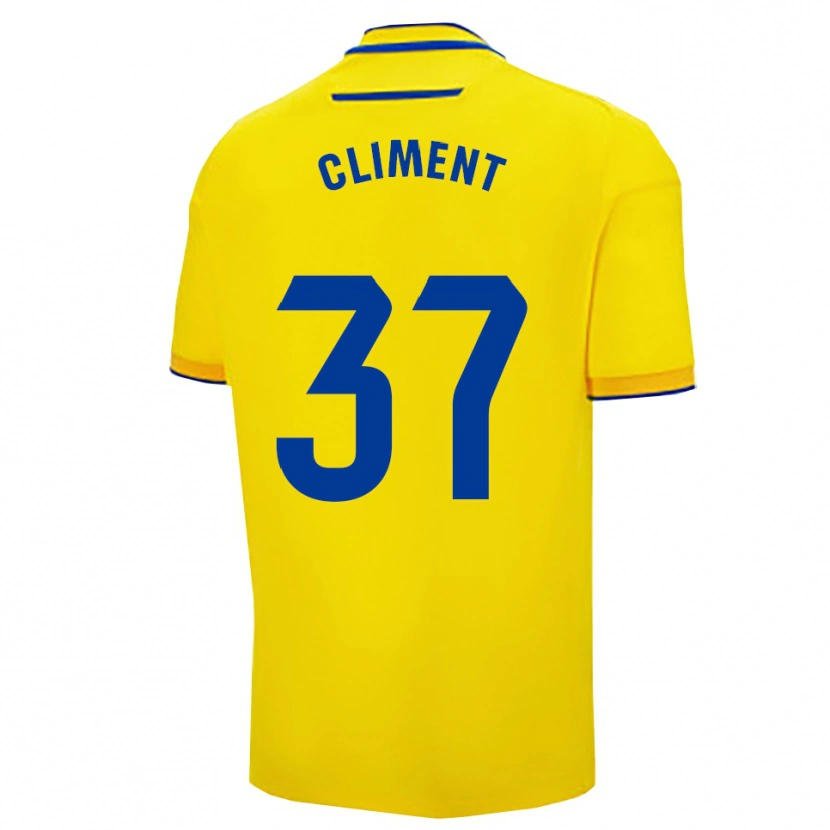 Danxen Niño Camiseta Mario Climent #37 Amarillo Marino 1ª Equipación 2025/26 La Camisa