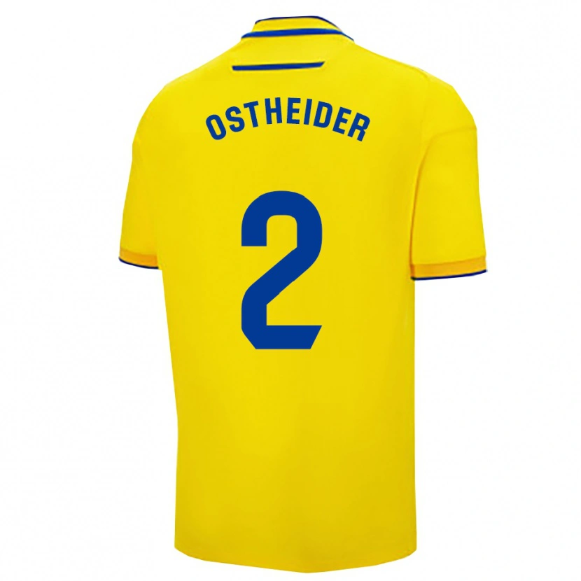 Danxen Niño Camiseta Joachim Ostheider #2 Amarillo Marino 1ª Equipación 2025/26 La Camisa