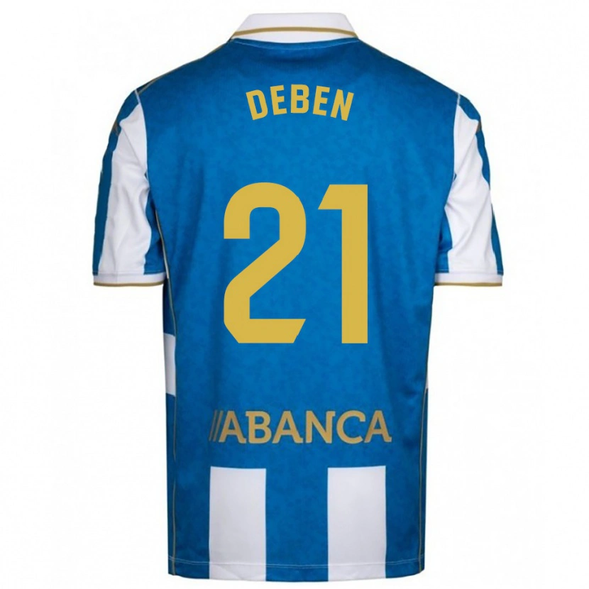 Danxen Niño Camiseta Sara Debén #21 Blanco Azul 1ª Equipación 2025/26 La Camisa