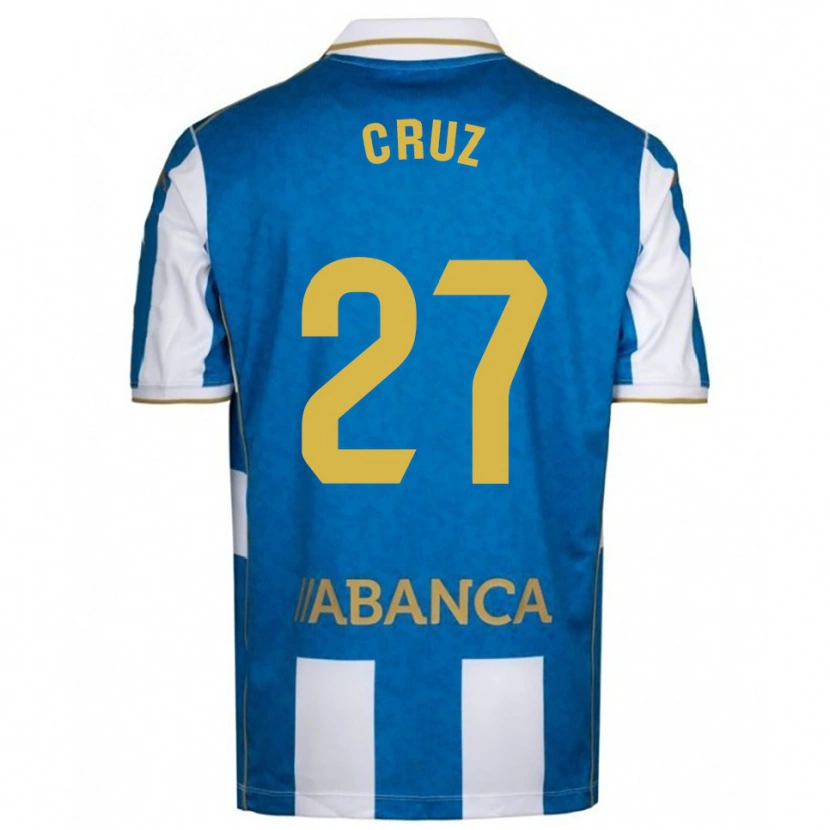 Danxen Niño Camiseta Luismi Cruz #27 Blanco Azul 1ª Equipación 2025/26 La Camisa