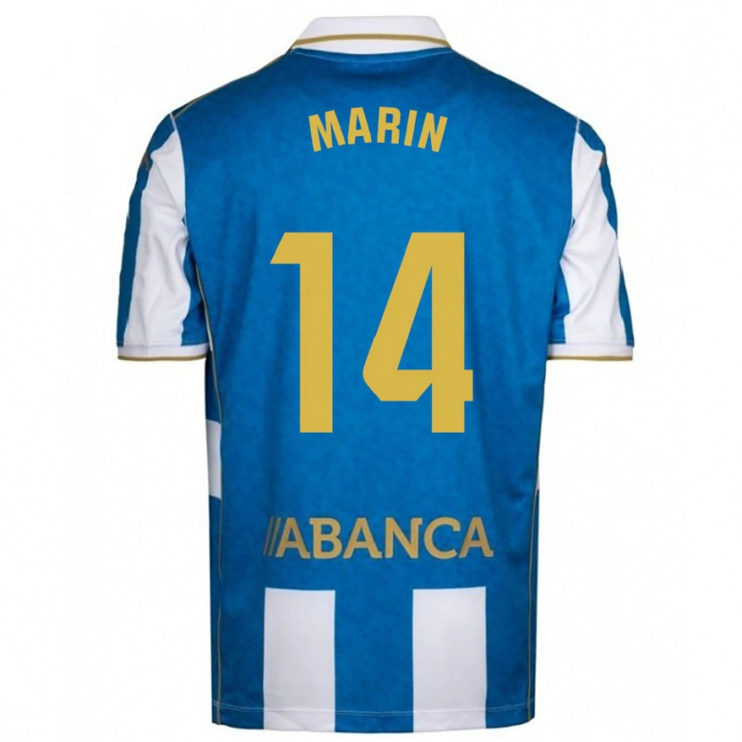 Danxen Niño Camiseta Ainhoa Marín #14 Blanco Azul 1ª Equipación 2025/26 La Camisa