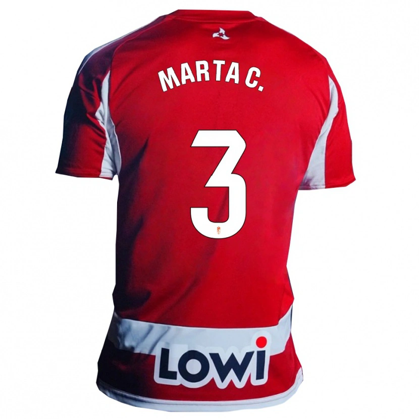 Danxen Niño Camiseta Marta Carrasco García #3 Rojo Blanco 1ª Equipación 2025/26 La Camisa