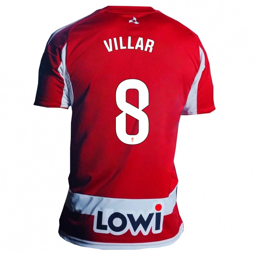 Danxen Niño Camiseta Gonzalo Villar #8 Rojo Blanco 1ª Equipación 2025/26 La Camisa
