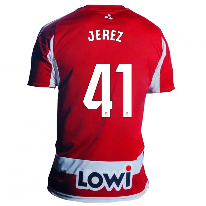 Danxen Niño Camiseta Adrián Jerez #41 Rojo Blanco 1ª Equipación 2025/26 La Camisa