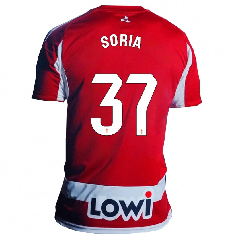 Danxen Niño Camiseta Carlos Soria #37 Rojo Blanco 1ª Equipación 2025/26 La Camisa