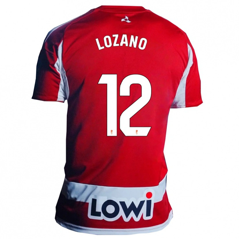 Danxen Niño Camiseta Hugo Lozano #12 Rojo Blanco 1ª Equipación 2025/26 La Camisa