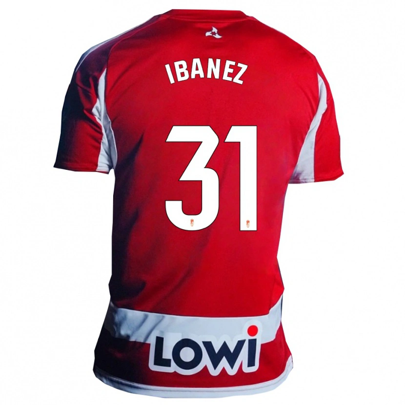 Danxen Niño Camiseta Alba Ibáñez #31 Rojo Blanco 1ª Equipación 2025/26 La Camisa