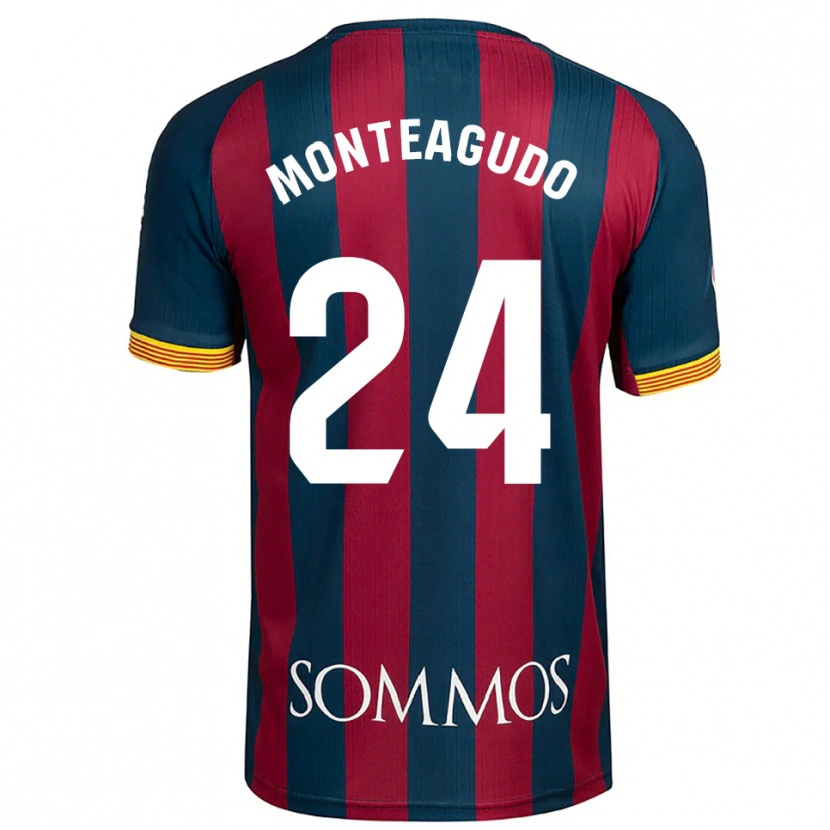 Danxen Niño Camiseta Miguel Monteagudo #24 Azul Marino Rojo 1ª Equipación 2025/26 La Camisa