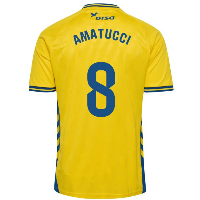 Danxen Niño Camiseta Lorenzo Amatucci #8 Amarillo Azul 1ª Equipación 2025/26 La Camisa