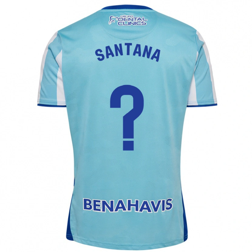 Danxen Niño Camiseta Vinícius Santana #0 Celeste Blanco 1ª Equipación 2025/26 La Camisa