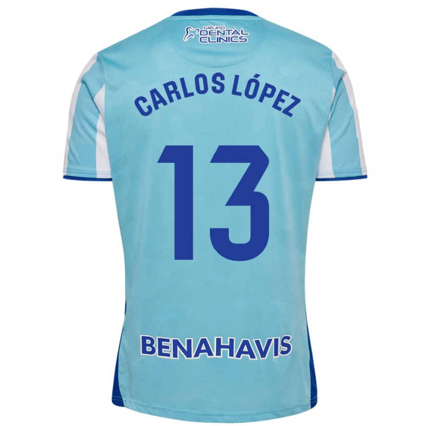 Danxen Niño Camiseta Carlos López #13 Celeste Blanco 1ª Equipación 2025/26 La Camisa