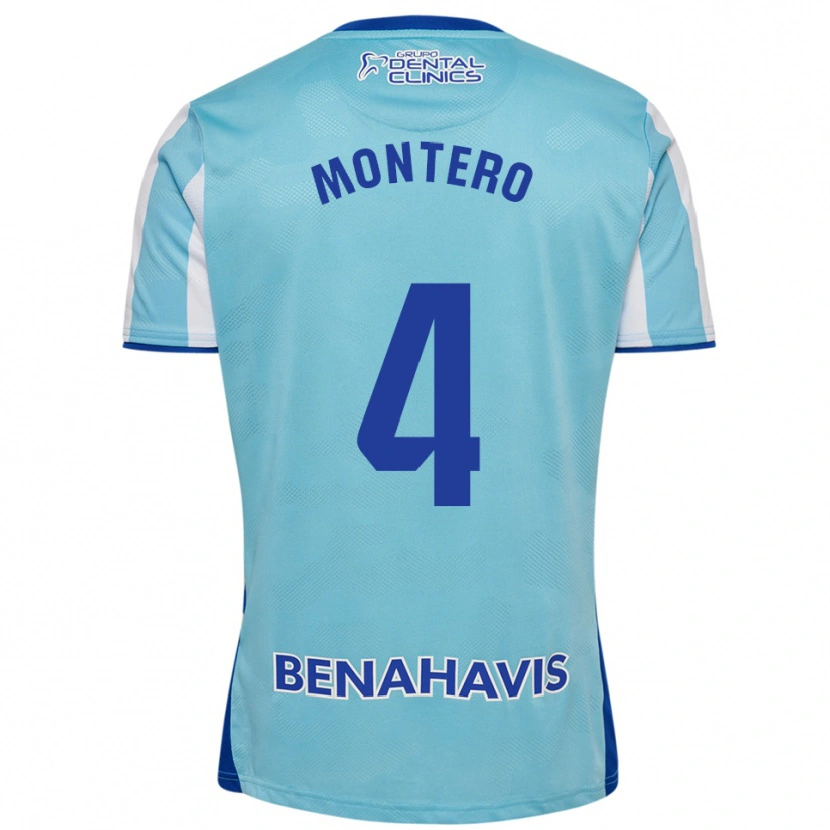 Danxen Niño Camiseta Javi Montero #4 Celeste Blanco 1ª Equipación 2025/26 La Camisa
