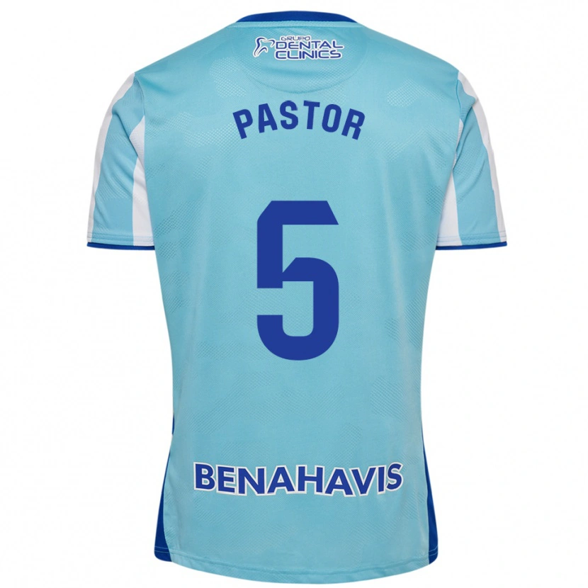 Danxen Niño Camiseta Álex Pastor #5 Celeste Blanco 1ª Equipación 2025/26 La Camisa