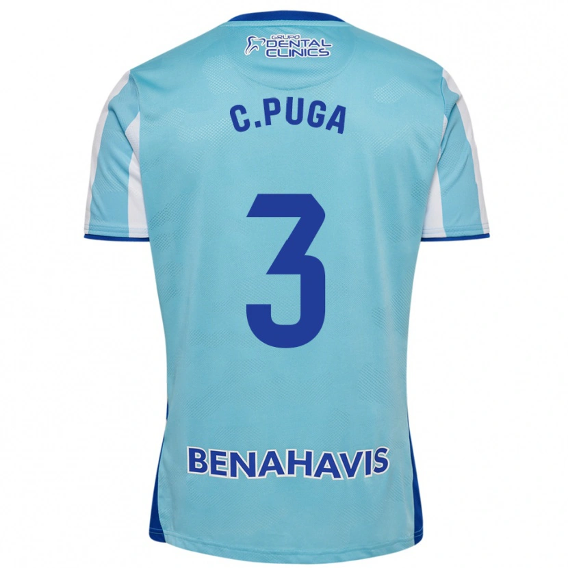 Danxen Niño Camiseta Carlos Puga #3 Celeste Blanco 1ª Equipación 2025/26 La Camisa