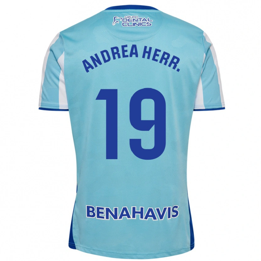 Danxen Niño Camiseta Andrea Herrero Valiente #19 Celeste Blanco 1ª Equipación 2025/26 La Camisa