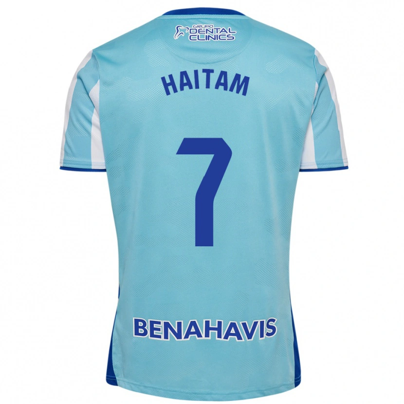 Danxen Niño Camiseta Haitam Abaida #7 Celeste Blanco 1ª Equipación 2025/26 La Camisa