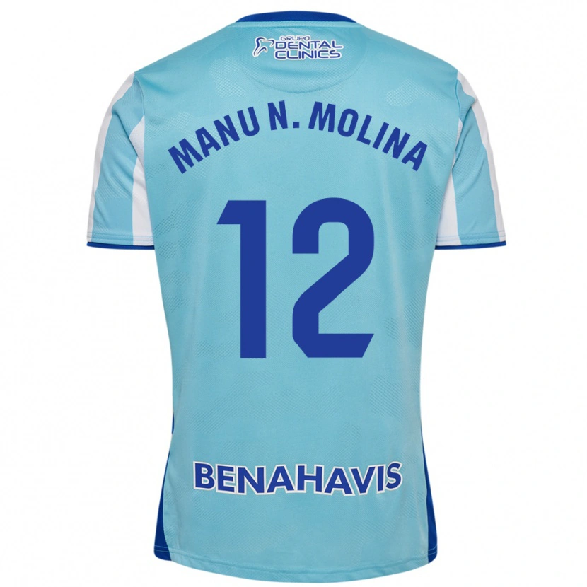 Danxen Niño Camiseta Manu Molina #12 Celeste Blanco 1ª Equipación 2025/26 La Camisa
