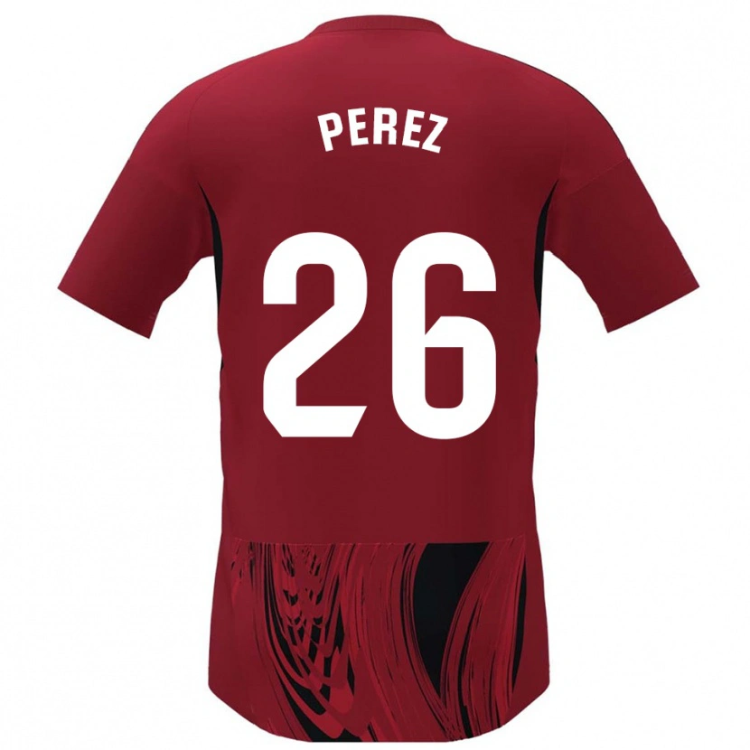 Danxen Niño Camiseta Pablo Pérez #26 Rojo Negro 1ª Equipación 2025/26 La Camisa