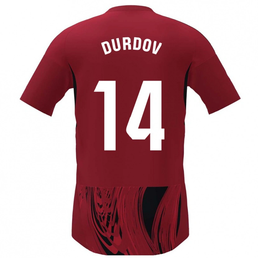 Danxen Niño Camiseta Ivan Durdov #14 Rojo Negro 1ª Equipación 2025/26 La Camisa