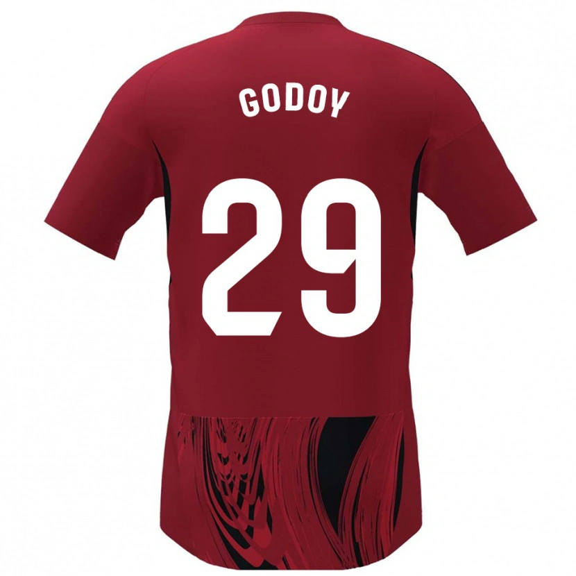 Danxen Niño Camiseta Alan Godoy #29 Rojo Negro 1ª Equipación 2025/26 La Camisa