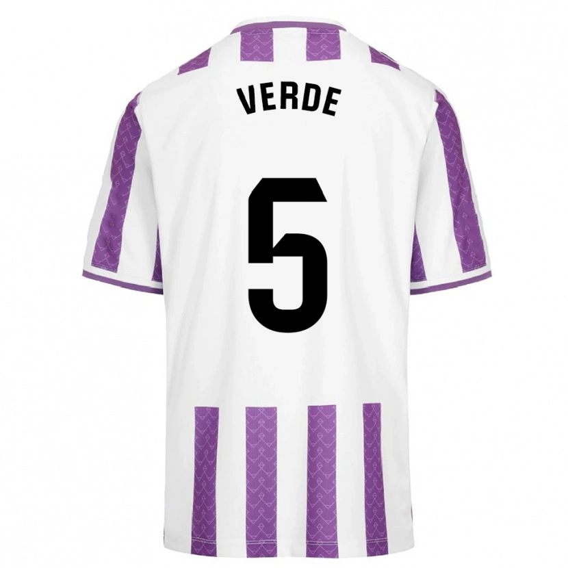 Danxen Niño Camiseta Adrián Verde #5 Morado Blanco 1ª Equipación 2025/26 La Camisa