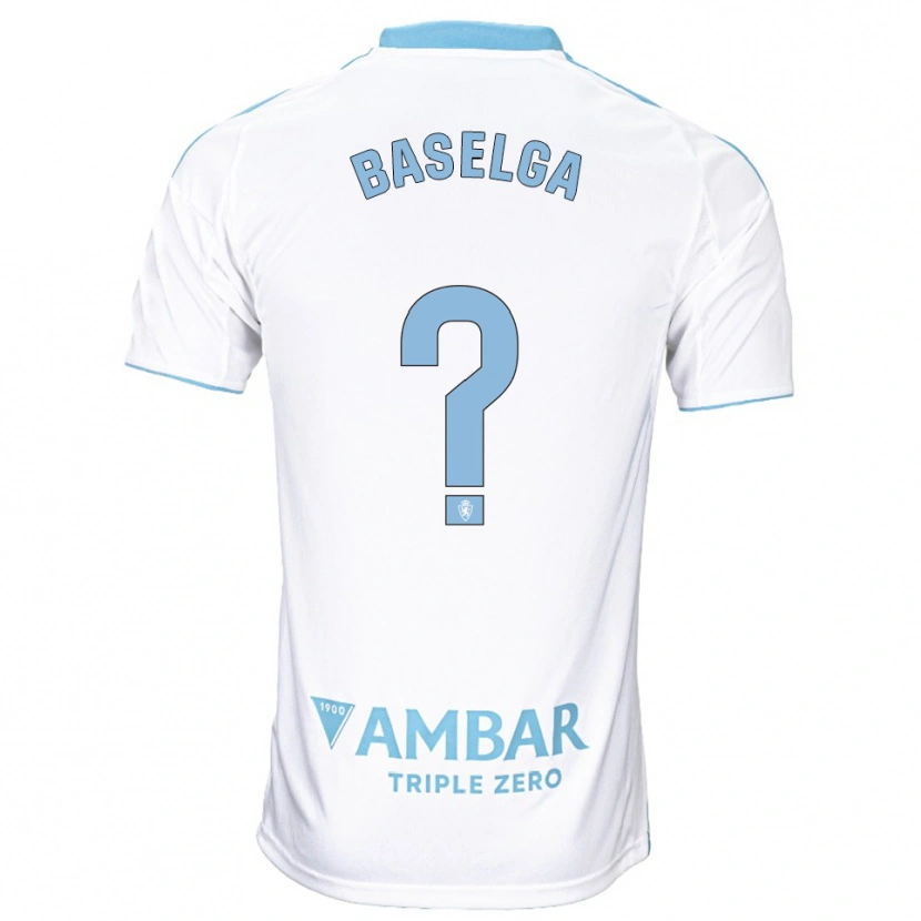 Danxen Niño Camiseta Marcos Baselga #0 Blanco Celeste 1ª Equipación 2025/26 La Camisa