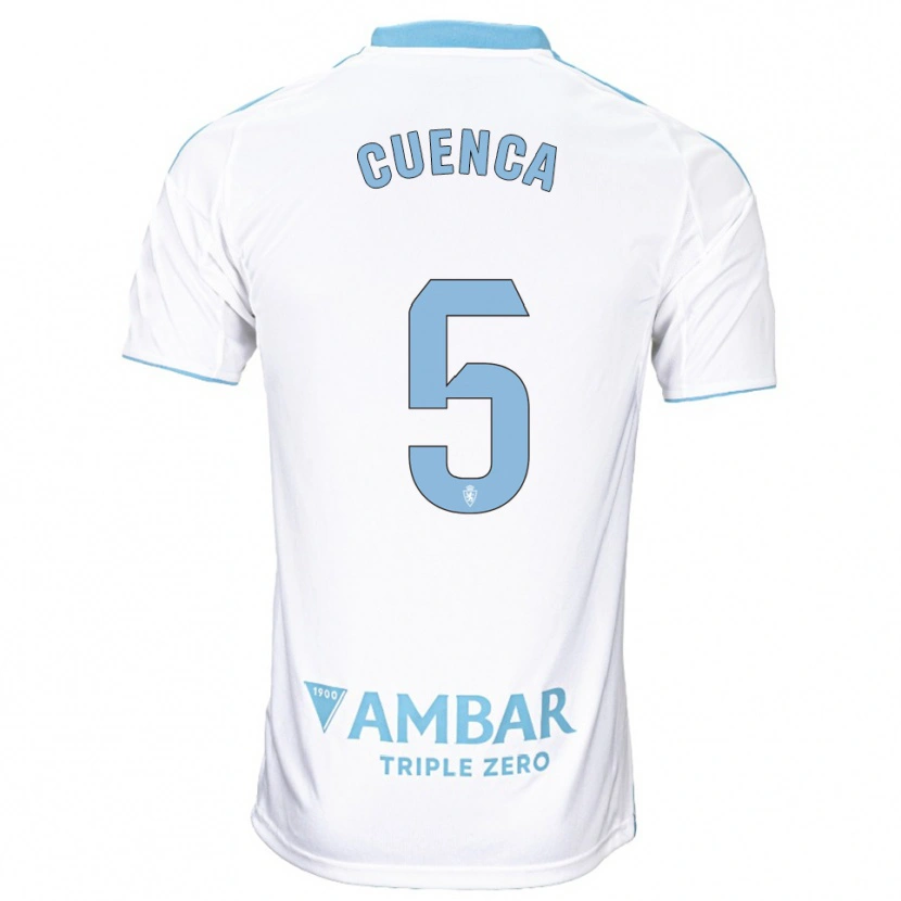 Danxen Niño Camiseta Marcos Cuenca #5 Blanco Celeste 1ª Equipación 2025/26 La Camisa