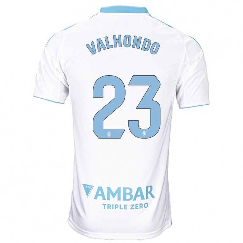 Danxen Niño Camiseta Marcos Valhondo #23 Blanco Celeste 1ª Equipación 2025/26 La Camisa