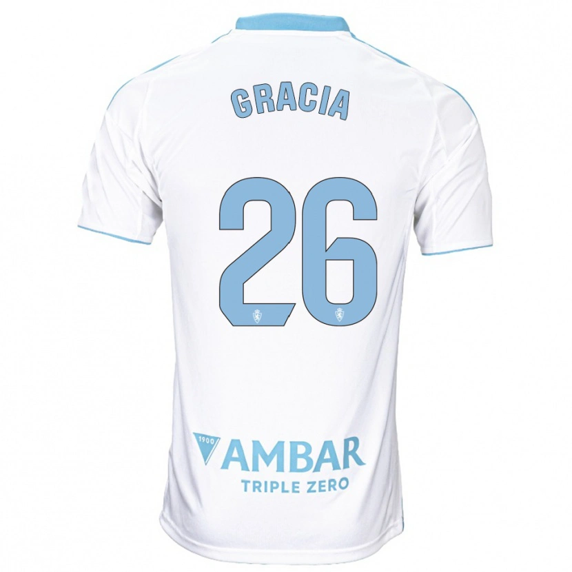 Danxen Niño Camiseta Gori Gracia #26 Blanco Celeste 1ª Equipación 2025/26 La Camisa