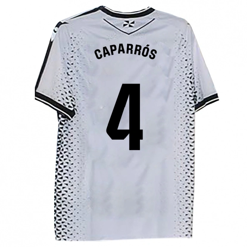 Danxen Niño Camiseta Albert Caparrós #4 Blanco Negro 1ª Equipación 2025/26 La Camisa