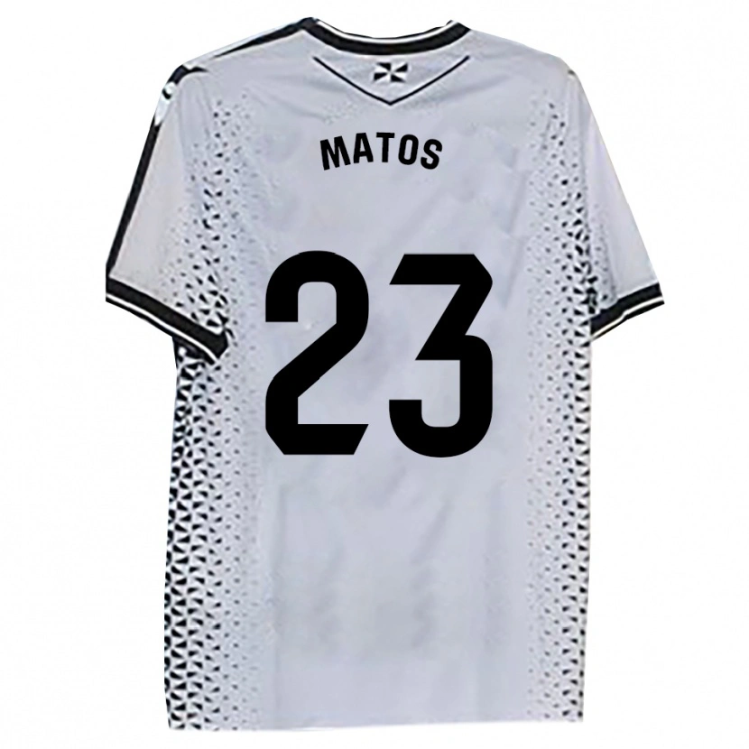 Danxen Niño Camiseta José Matos #23 Blanco Negro 1ª Equipación 2025/26 La Camisa