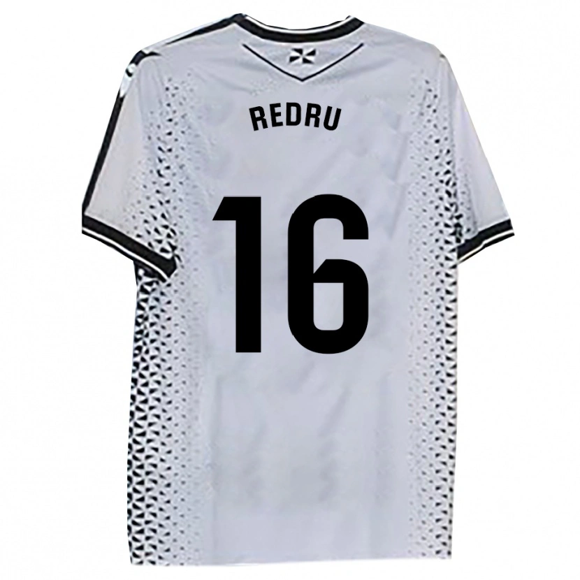 Danxen Niño Camiseta Carlos Redru #16 Blanco Negro 1ª Equipación 2025/26 La Camisa