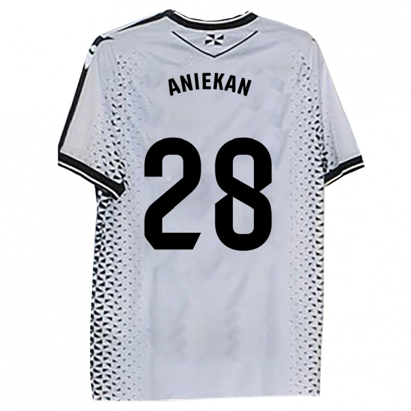 Danxen Niño Camiseta Bless Aniekan #28 Blanco Negro 1ª Equipación 2025/26 La Camisa