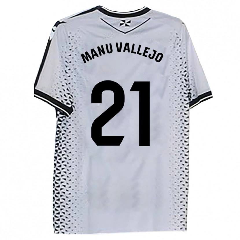 Danxen Niño Camiseta Manu Vallejo #21 Blanco Negro 1ª Equipación 2025/26 La Camisa