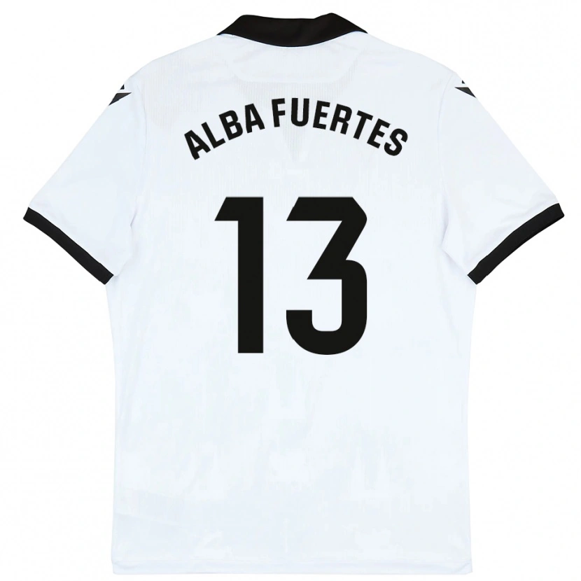 Danxen Niño Camiseta Alba Fuertes #13 Blanco Negro 1ª Equipación 2025/26 La Camisa