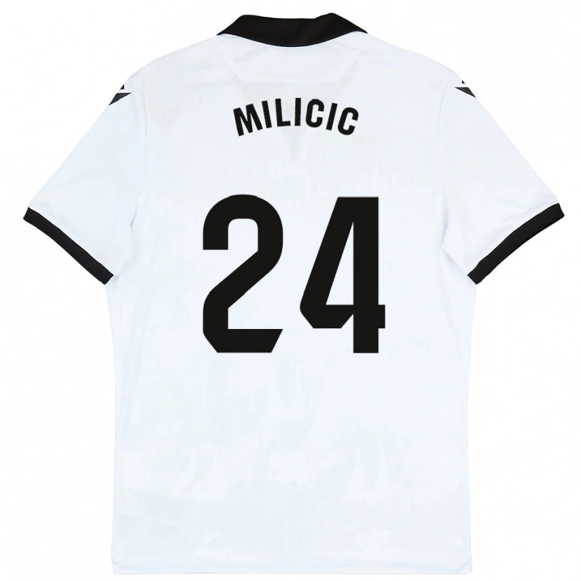Danxen Niño Camiseta Nikola Milicic #24 Blanco Negro 1ª Equipación 2025/26 La Camisa