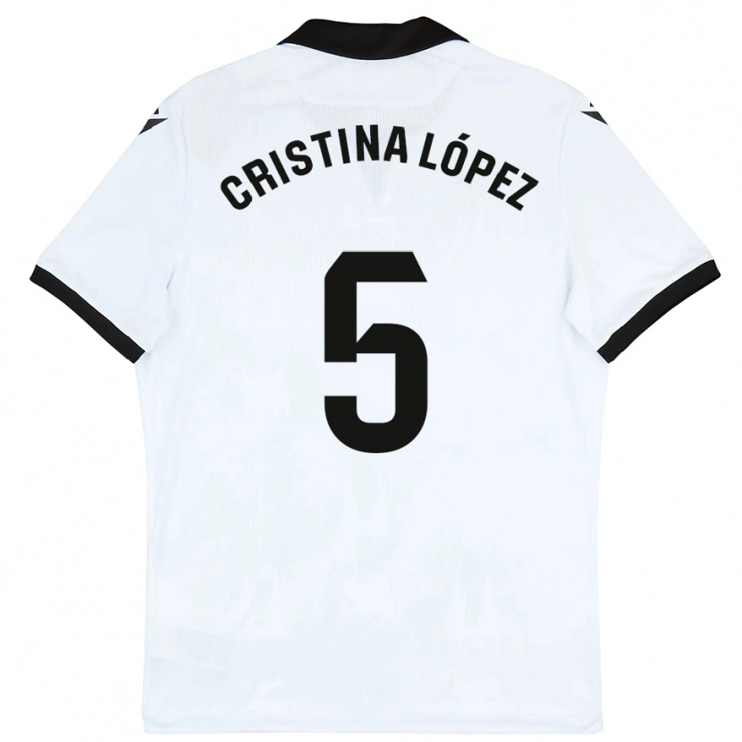Danxen Niño Camiseta Cristina López #5 Blanco Negro 1ª Equipación 2025/26 La Camisa