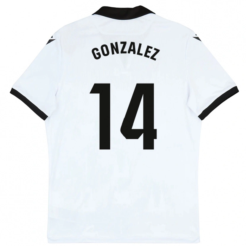 Danxen Niño Camiseta David González #14 Blanco Negro 1ª Equipación 2025/26 La Camisa