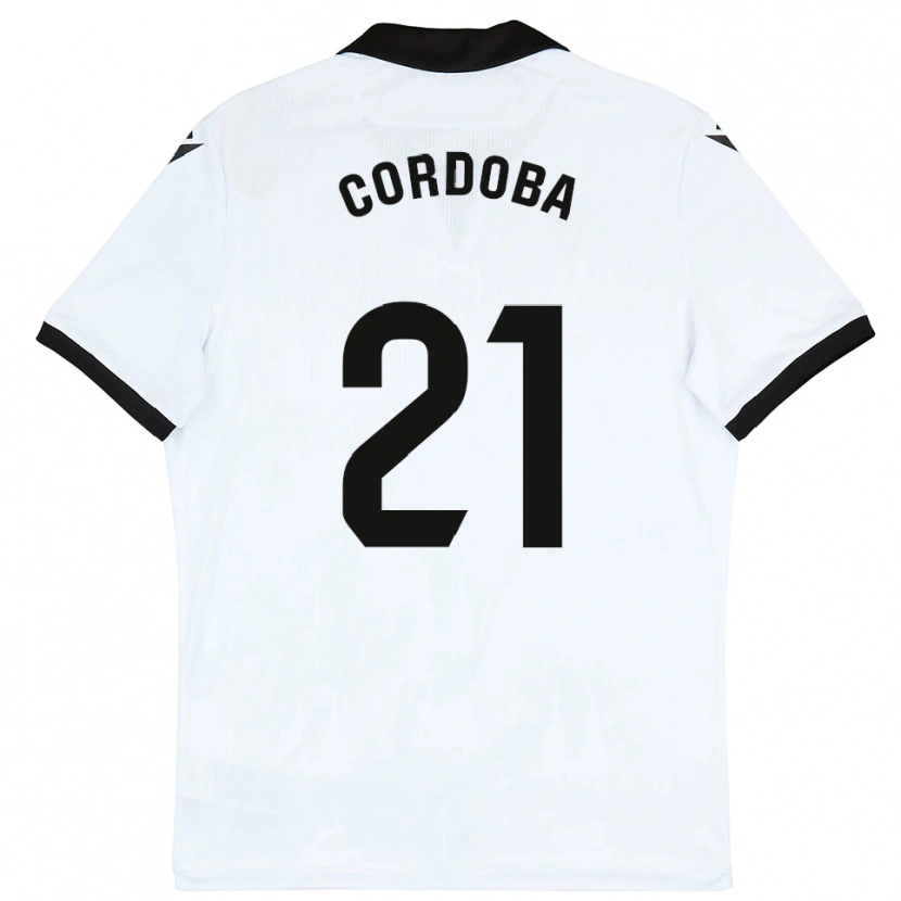 Danxen Niño Camiseta Iñigo Córdoba #21 Blanco Negro 1ª Equipación 2025/26 La Camisa