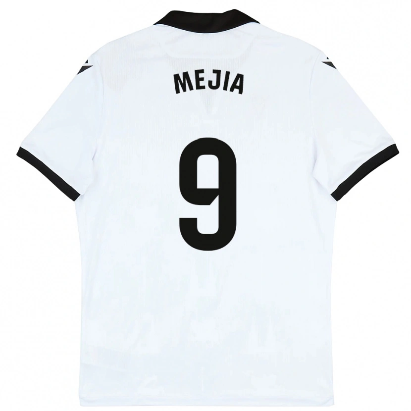 Danxen Niño Camiseta Mateo Mejía #9 Blanco Negro 1ª Equipación 2025/26 La Camisa