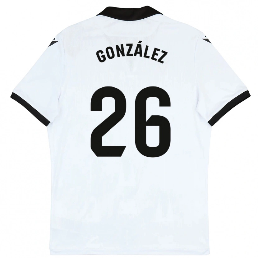 Danxen Niño Camiseta Diego González #26 Blanco Negro 1ª Equipación 2025/26 La Camisa