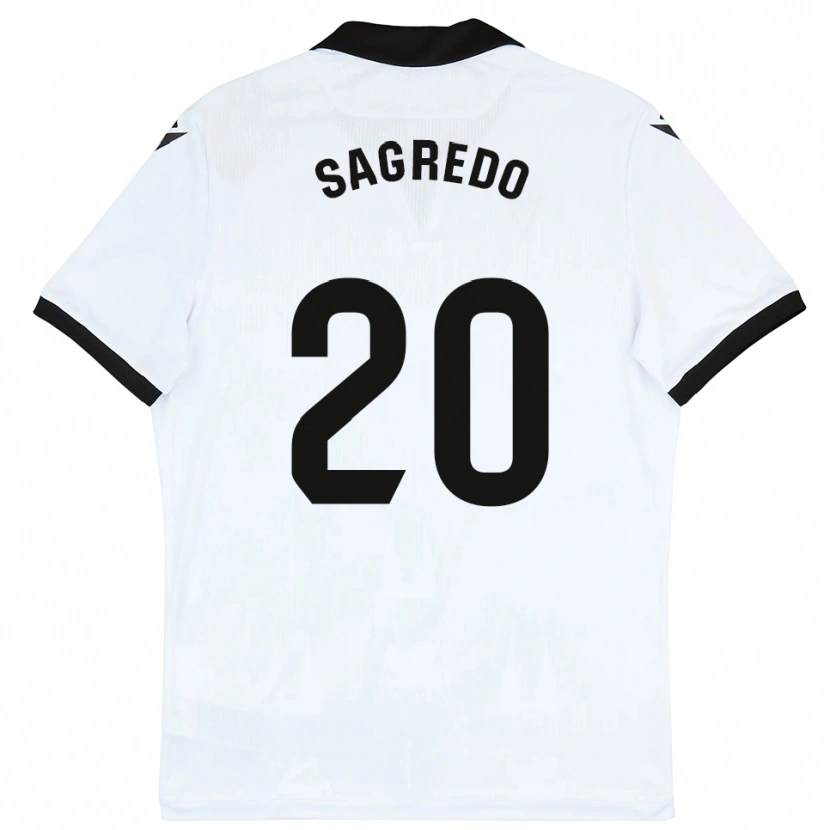 Danxen Niño Camiseta Pablo Sagredo #20 Blanco Negro 1ª Equipación 2025/26 La Camisa