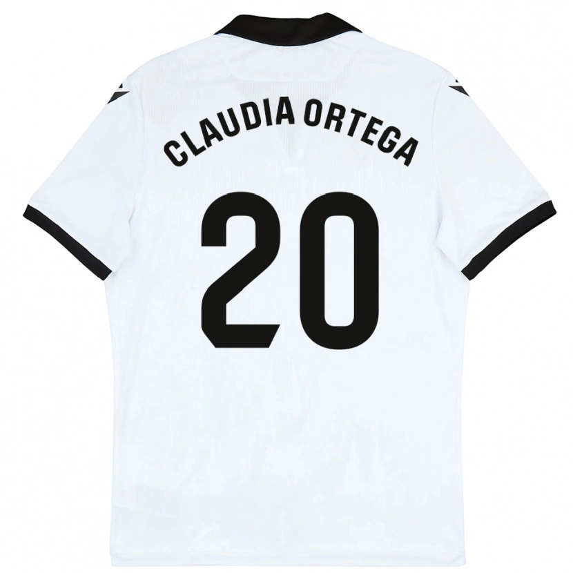 Danxen Niño Camiseta Claudia Ortega #20 Blanco Negro 1ª Equipación 2025/26 La Camisa