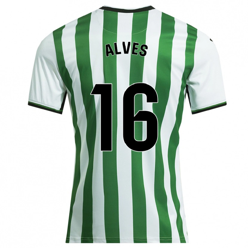 Danxen Niño Camiseta Rubén Alves #16 Blanco Verde 1ª Equipación 2025/26 La Camisa