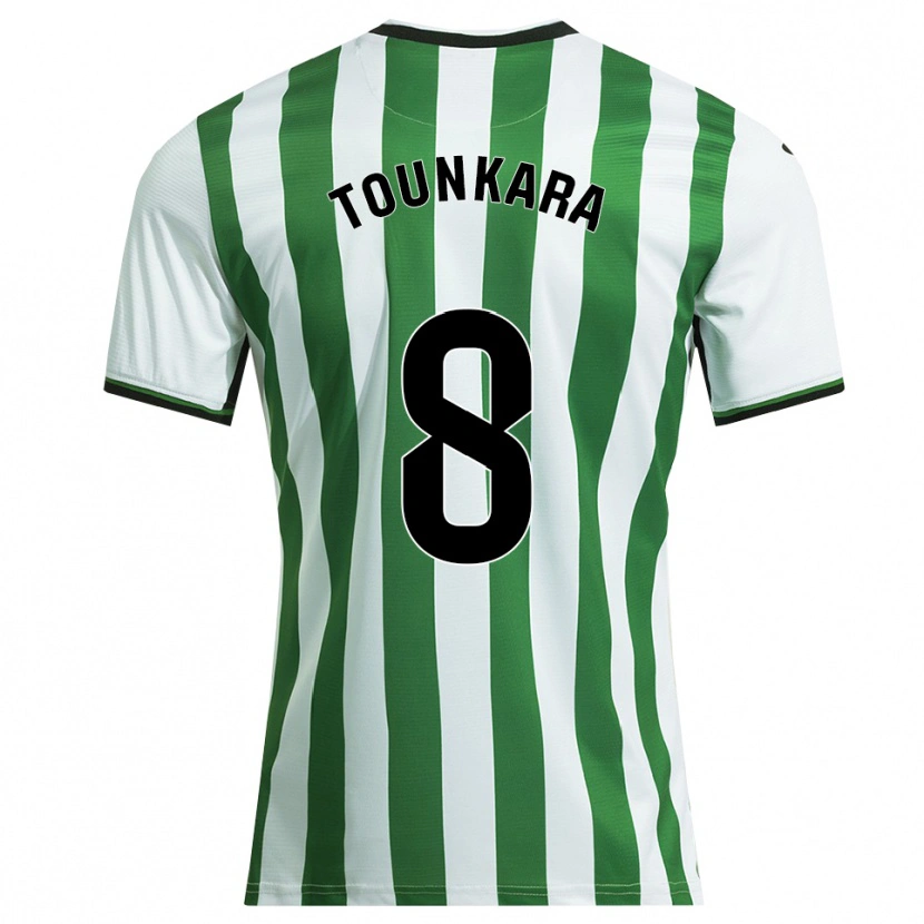 Danxen Niño Camiseta Ntji Tounkara #8 Blanco Verde 1ª Equipación 2025/26 La Camisa