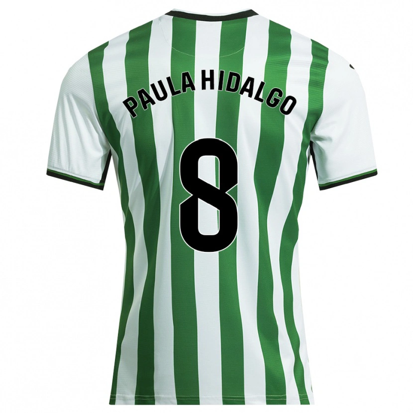 Danxen Niño Camiseta Paula Hidalgo Gutiérrez #8 Blanco Verde 1ª Equipación 2025/26 La Camisa
