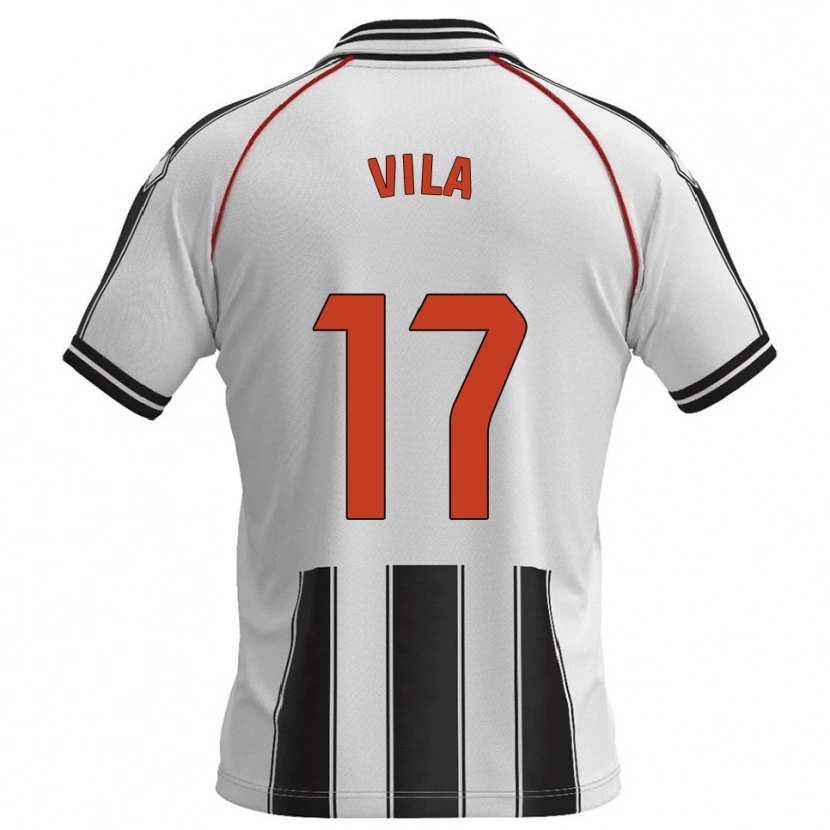 Danxen Niño Camiseta Manu Vila #17 Blanco Negro 1ª Equipación 2025/26 La Camisa
