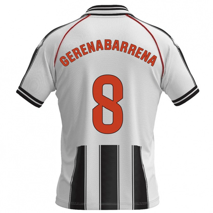 Danxen Niño Camiseta Beñat Gerenabarrena #8 Blanco Negro 1ª Equipación 2025/26 La Camisa